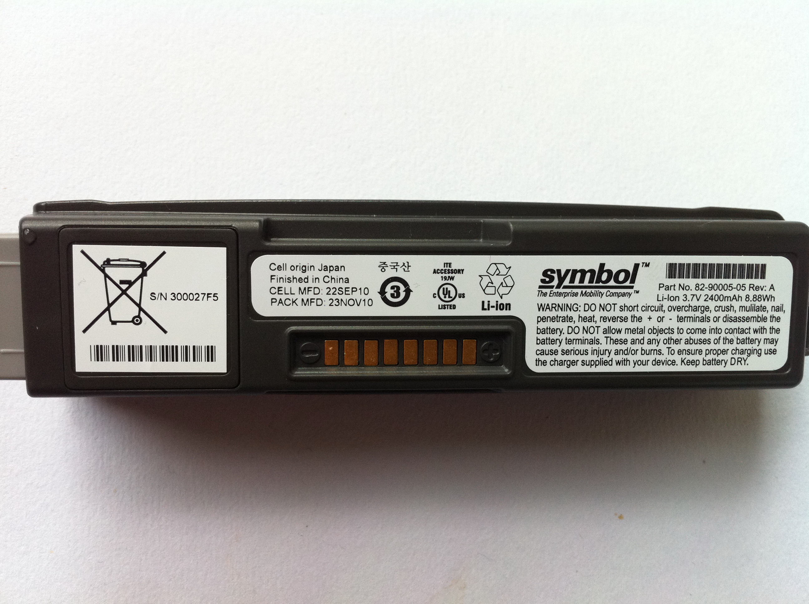 Battery for Symbol WT4000 WT4070 WT4090 2400mAh 82-90005-05 - Click Image to Close